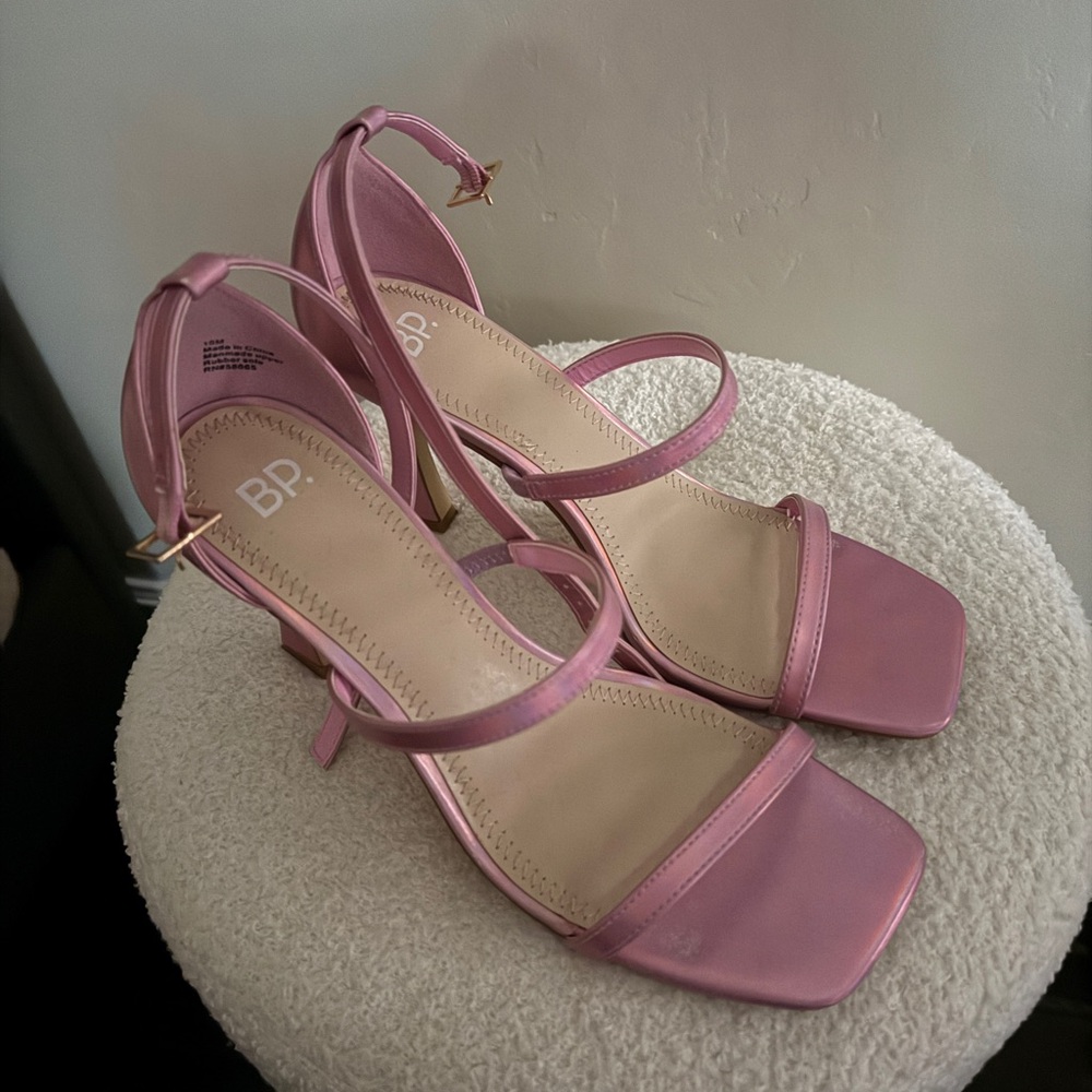 BP Women's Shiny Pink Strappy Heels